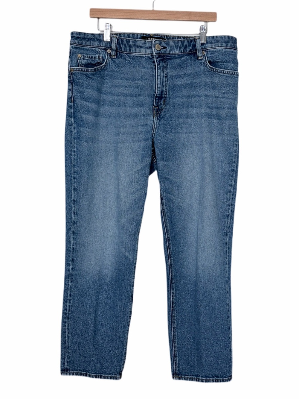 Ralph Lauren Straight Leg High Rise Jeans Size 16W Medium Wash